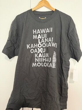 Hurley Charcoal Gray Graphic Island Names Short Sleeve Tee Hawaii